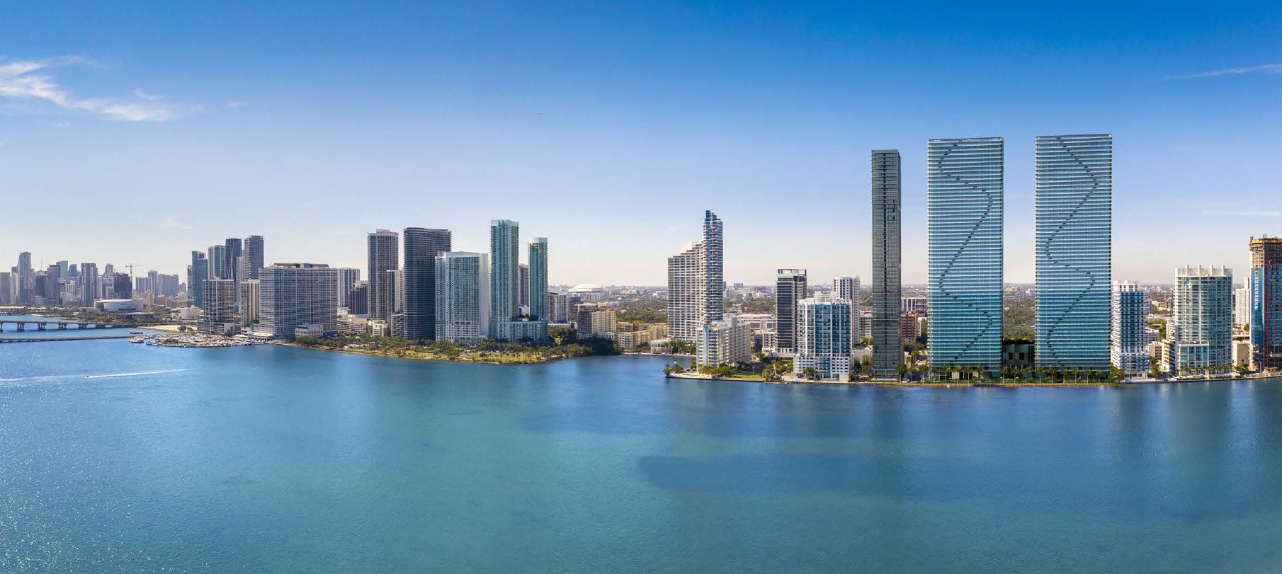 Aria Reserve towers on the Edgewater waterfront along Biscayne Bay