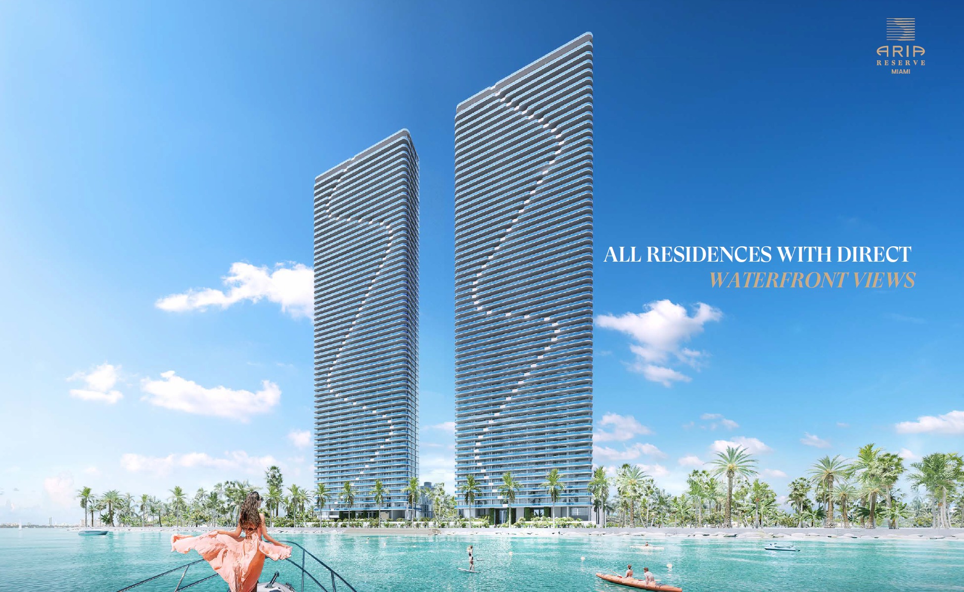 Aria Reserve twin towers on Biscayne Bay in Edgewater, Miami